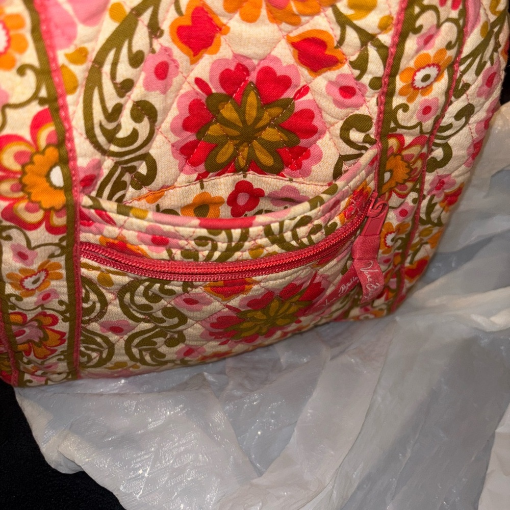 Vera Bradley Pink and Green Travel Bag with Floral Design